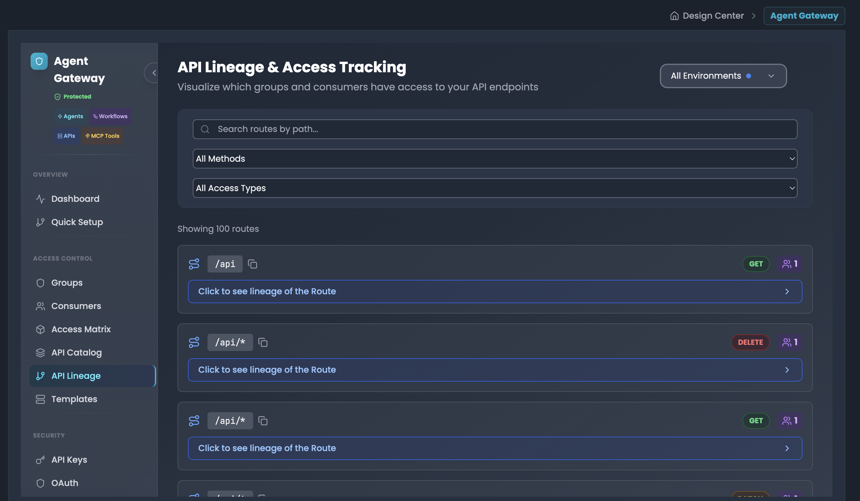API lineage visualization