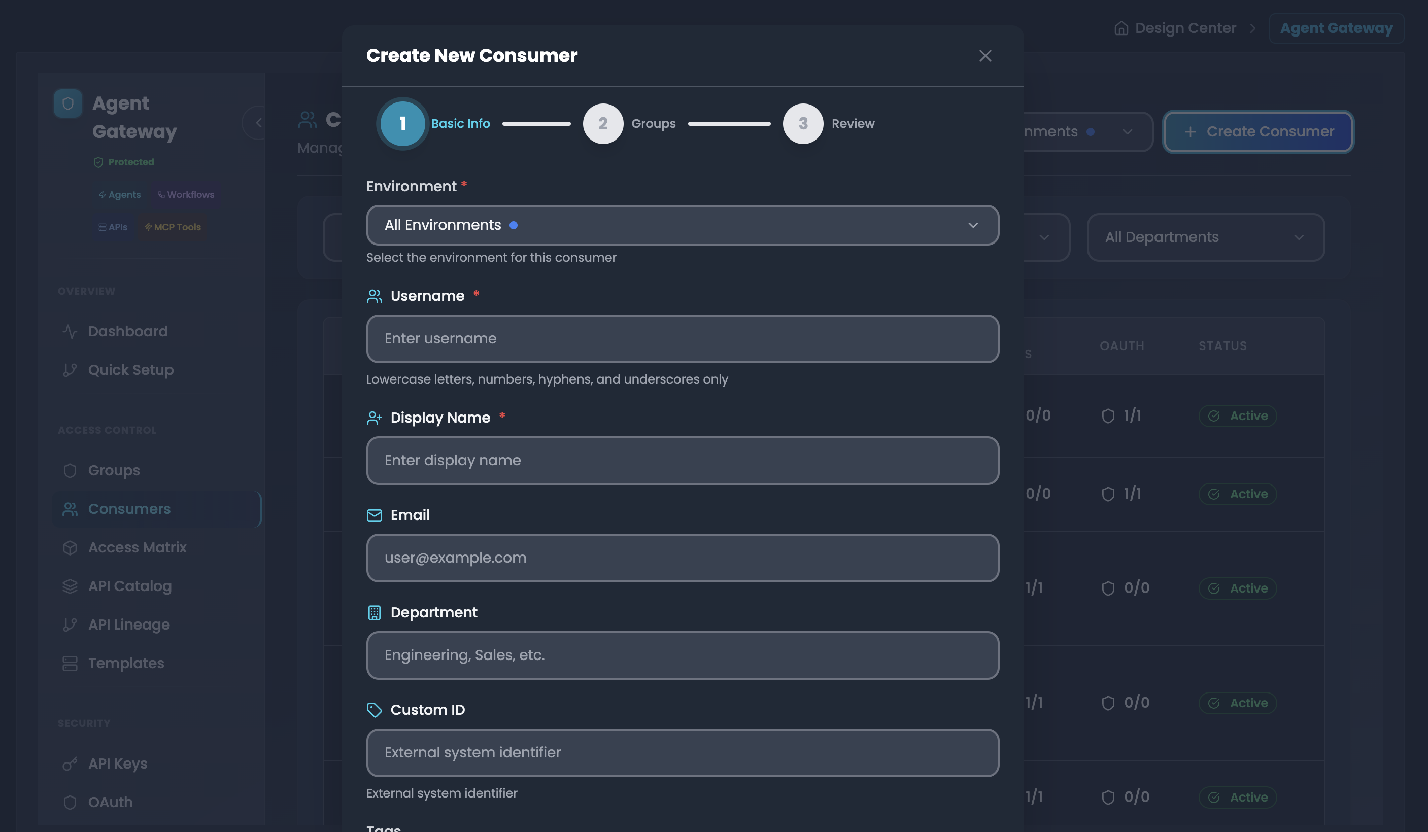 Create consumer interface