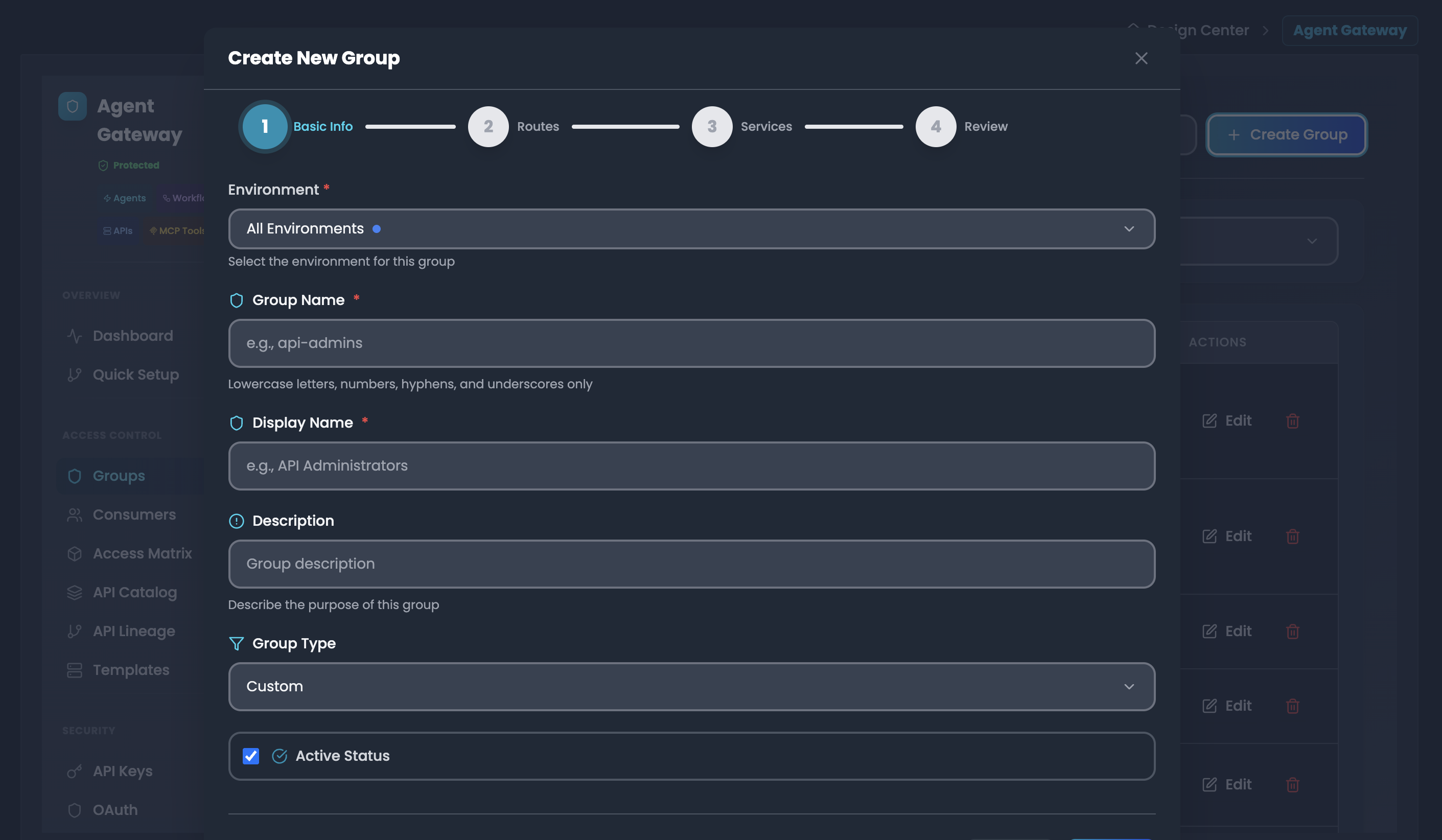 Create group interface