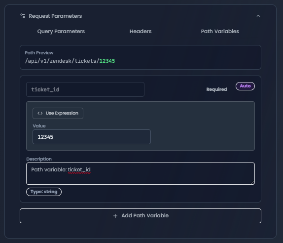 HTTP Request Node Path Variables - Auto-extracted required variables from endpoint path