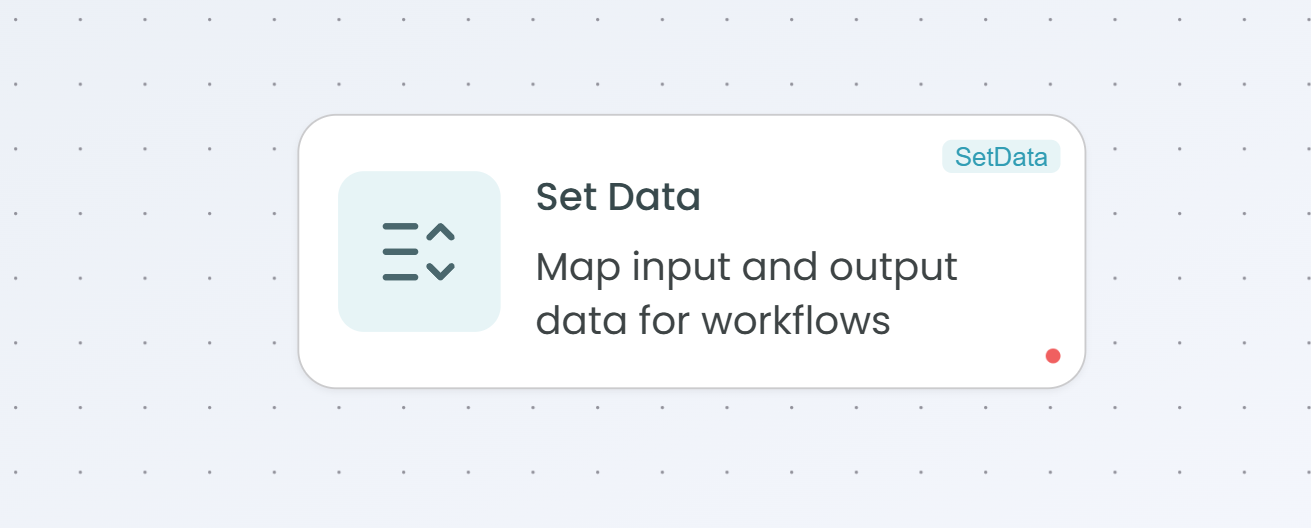 Set Data node in workflow builder