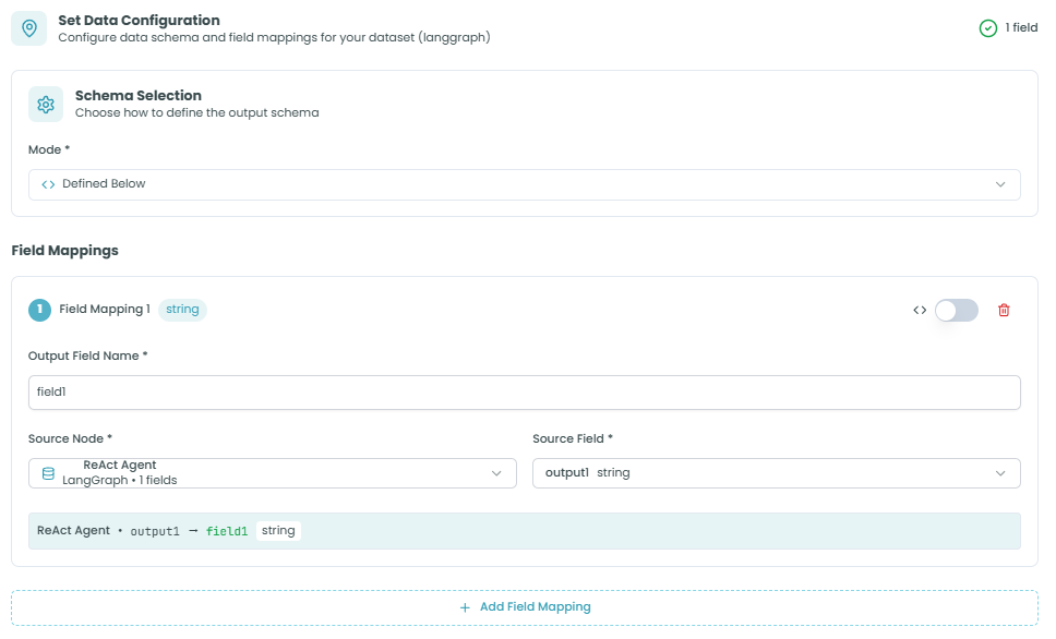 Set Data configuration panel